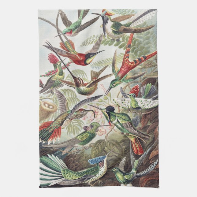 Vintage Ernst Haeckel Färgrik Kolibri Affisch Kökshandduk (Vertikal)