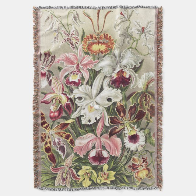 Vintage Ernst Haeckel Orkidé Botaniskt Tryck Filt (Framsidan Vertikal)