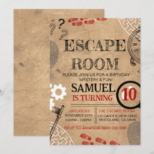 Vintage Escape Room My Födelsedagsfest Inbjudningar