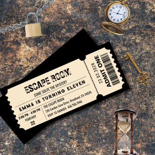 Vintage Escape Room MyBirthday Biljett Party Inbjudningar
