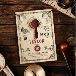 Vintage Escape Room Mystopplösningsassistent Nycke Inbjudningar