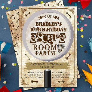 Vintage Escape Room Party vid någon ålder Inbjudningar