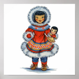 Vintage Eskimo traditionell klänning Poster