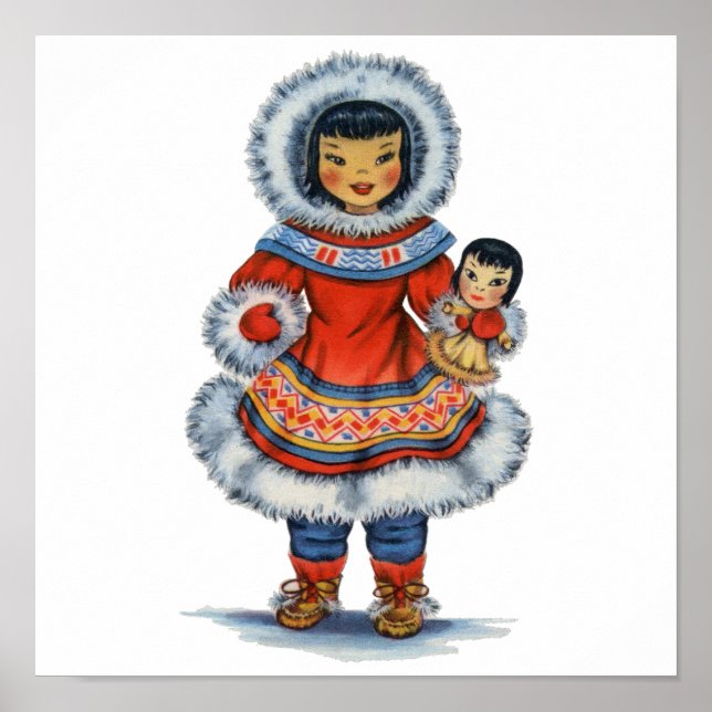 Vintage Eskimo traditionell klänning Poster (Framsidan)