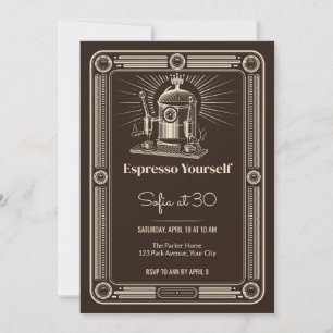 Vintage Espresso Machine 30-års Födelsedagsinbjuda Inbjudningar
