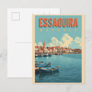 Vintage ESSAOUIRA stad medina Marocko resa Vykort