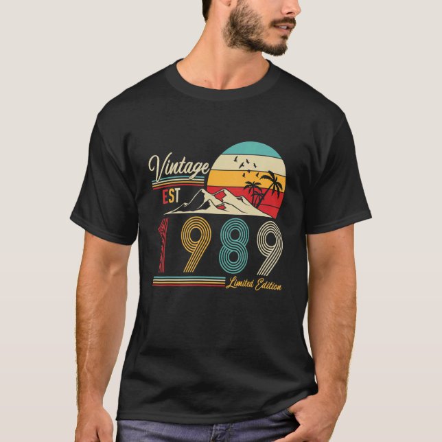 Vintage Est 1989 33rd Birthday Ideas T Shirt (Framsida)