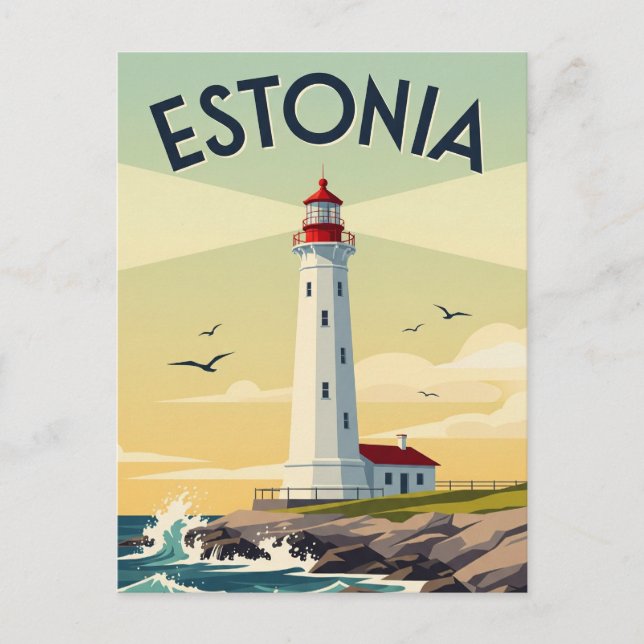 Vintage Estland fyr Travel Vykort (Framsida)