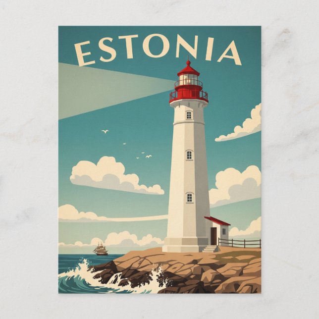 Vintage Estland fyr Travel Vykort (Framsida)