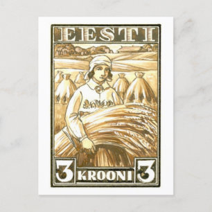 Vintage Estland Postage Frimärke Design Vykort
