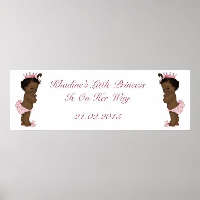 Vintage Ethnic Princess Baby Shower Banner Poster (Framsidan)