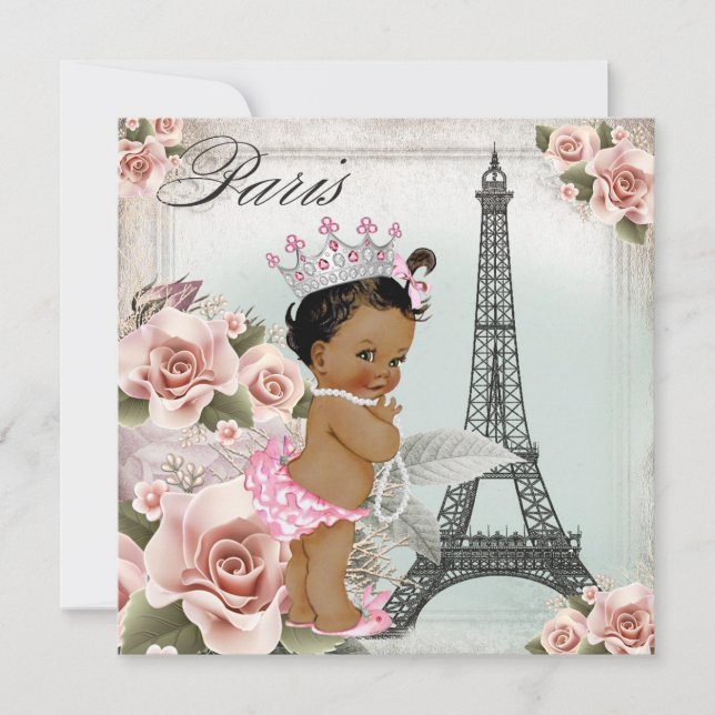 Vintage Ethnic Princess Paris Baby Shower Inbjudningar (Framsida)