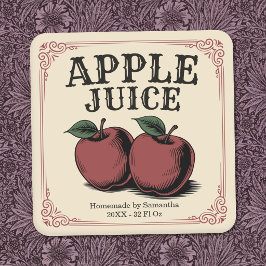 Vintage-etikett för äppeljuice-klistermärke fyrkantigt klistermärke
