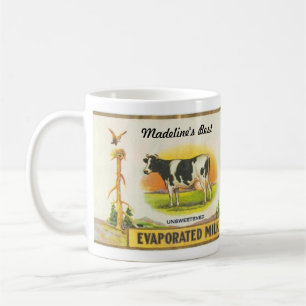 vintage etikett: holsteko avdunstad mjölk kaffemugg