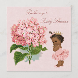 Vintage Etniska prinsessan Tutu Hydrangea Baby Sho Inbjudningar