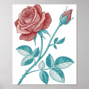 Vintage etsning-stil botanisk illustration av en poster