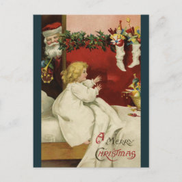 Vintage ett besök från jultomten vykort