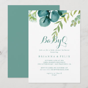 Vintage Eucalyptus BabyQ Baby Shower Barbecue Inbjudningar