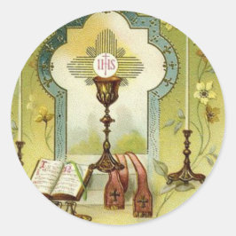 Vintage Eucharist Altar Chalice Candles Missal Runt Klistermärke