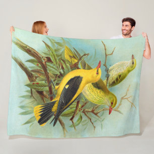 Vintage Eurasian Golden Oriole Bird Fleecefilt
