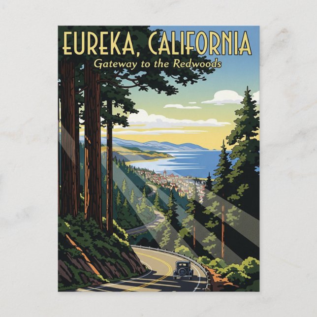 Vintage Eureka California Travel Vykort (Framsida)