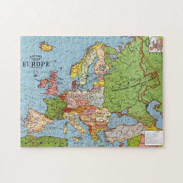 Vintage Europa 1900-talets general Karta Pussel (Horisontell)