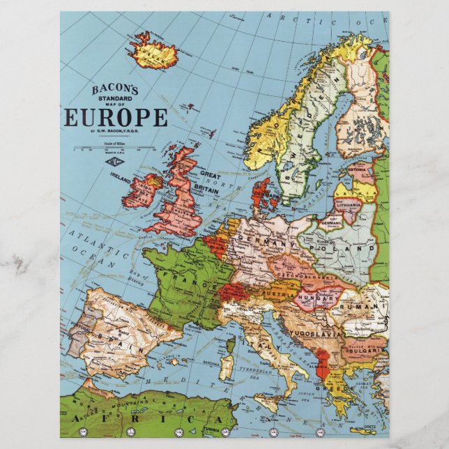Vintage Europa 2000-talets general Karta (Framsida)