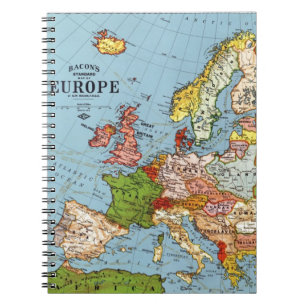 Vintage Europa 2000-talets general Karta Anteckningsbok Med Spiral