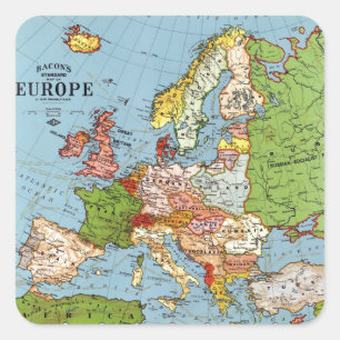 Vintage Europa 2000-talets general Karta Fyrkantigt Klistermärke
