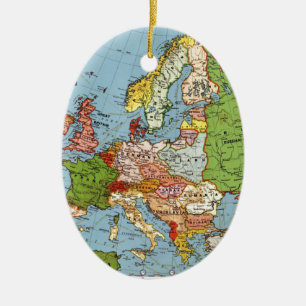 Vintage Europa 2000-talets general Karta Julgransprydnad Keramik