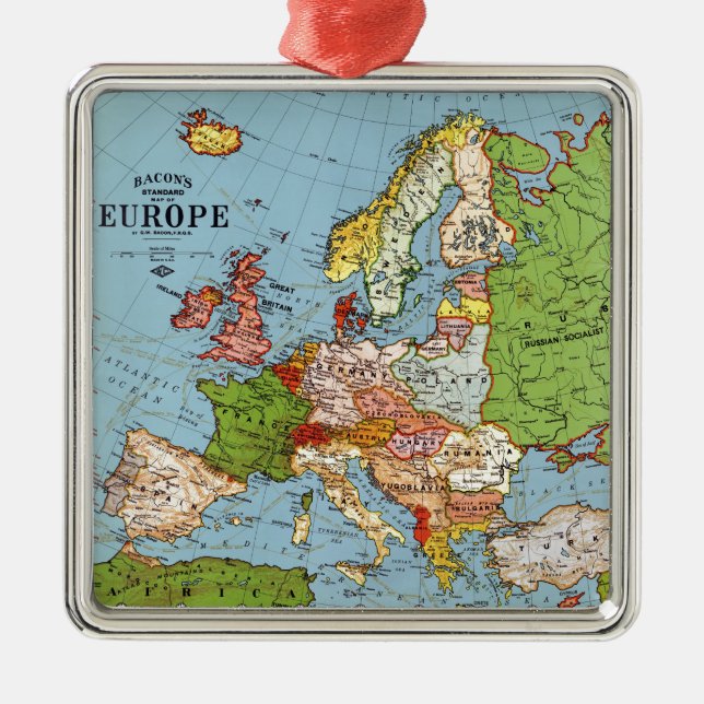 Vintage Europa 2000-talets general Karta Julgransprydnad Metall (Framsidan)