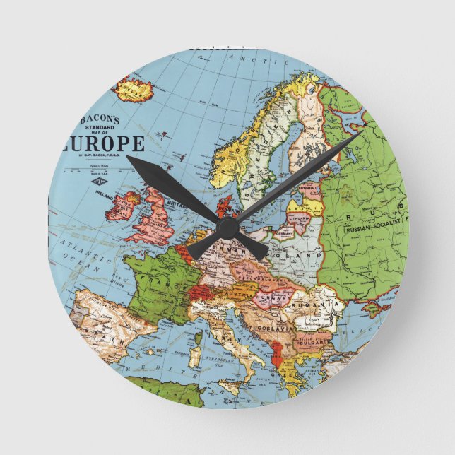 Vintage Europa 2000-talets general Karta Rund Klocka (Framsida)