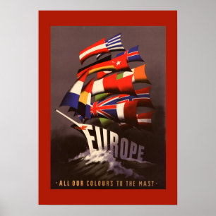 Vintage Europa efter Frakt Travel Poster