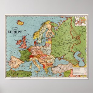 Vintage Europa Karta Poster