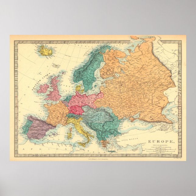 Vintage Europa karta Poster (Framsidan)