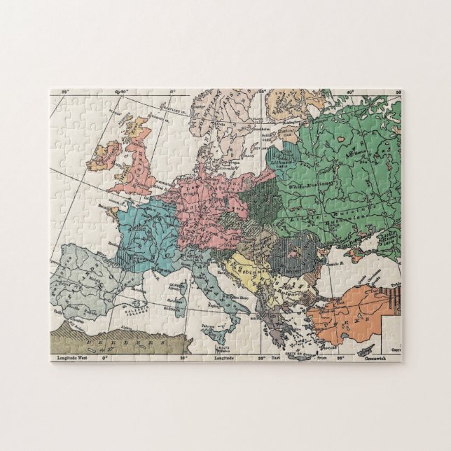 Vintage Europa Karta Pussel (Horisontell)