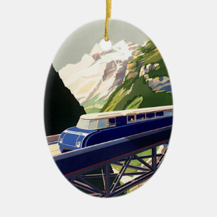 Vintage Europe Rail Travel Julgransprydnad Keramik