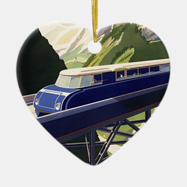 Vintage Europe Rail Travel Julgransprydnad Keramik (Framsidan)