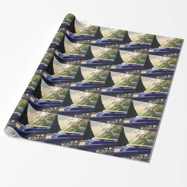 Vintage Europe Rail Travel Presentpapper (Utrullad)