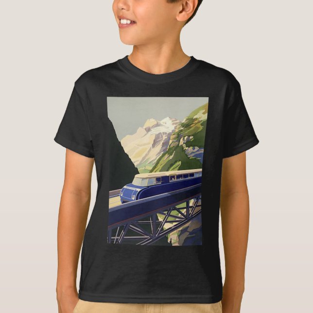 Vintage Europe Rail Travel T Shirt (Framsida)