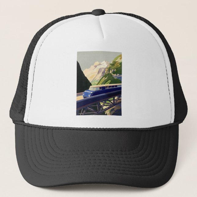Vintage Europe Rail Travel Truckerkeps (Framsida)