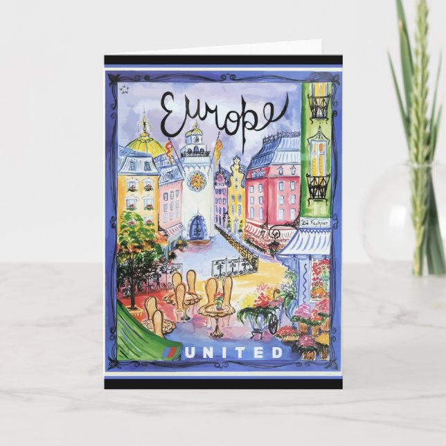 Vintage Europe Travel Poster Kort (Framsida)