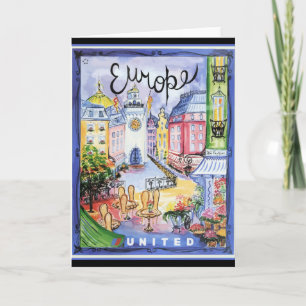 Vintage Europe Travel Poster Kort