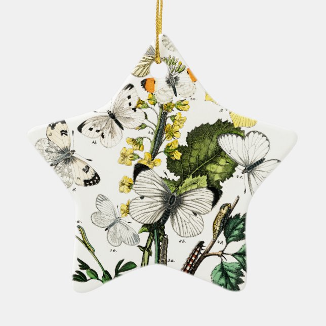 Vintage European Butterflies Julgransprydnad Keramik (Framsidan)