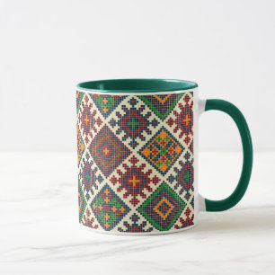 Vintage European Embroidery Abstrakt Mönster Mugg