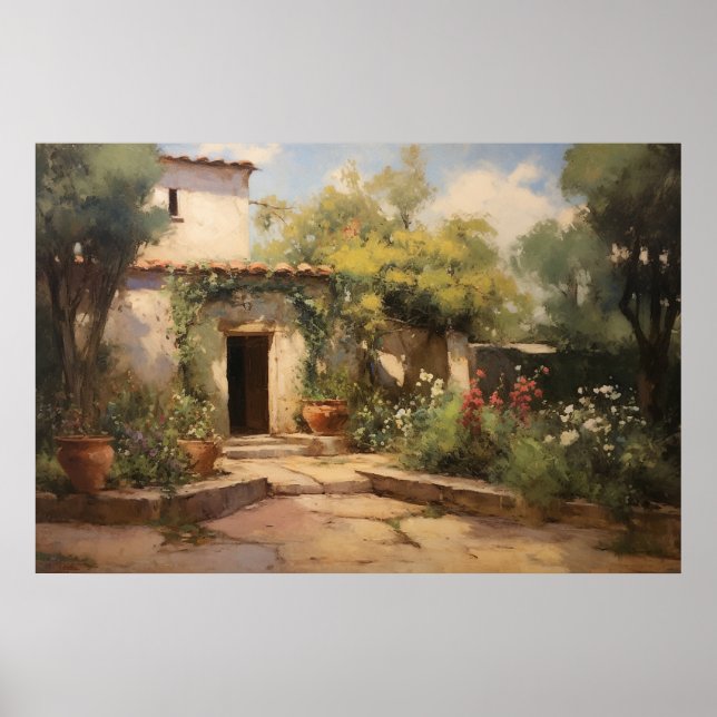 Vintage European Monastery Oljemålning Poster (Framsidan)