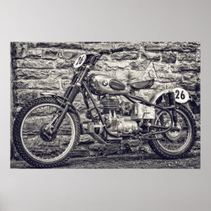 Vintage European Motocross-motorcykel Poster