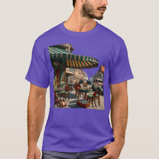 Vintage europeiskt kaféscen vänner t shirt