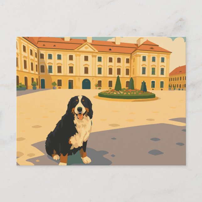 Vintage europeiskt stadstorg med Bernese  Vykort (Framsida)