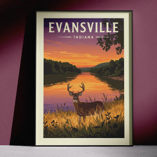 Vintage Evansville Indiana Poster